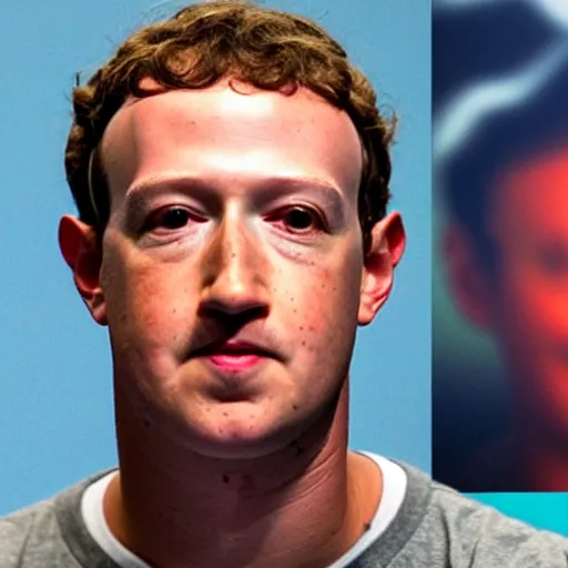 Prompt: Mark Zuckerberg police mug shot holding up a placard with a number on it