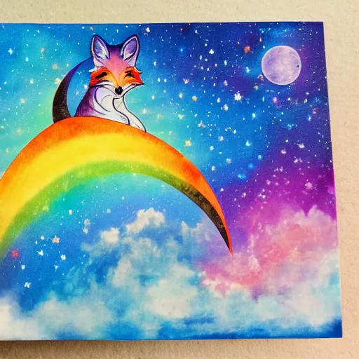 Image similar to rainbow cosmic fox