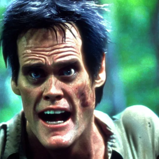 Image similar to movie still of jim carrey in evil dead 2