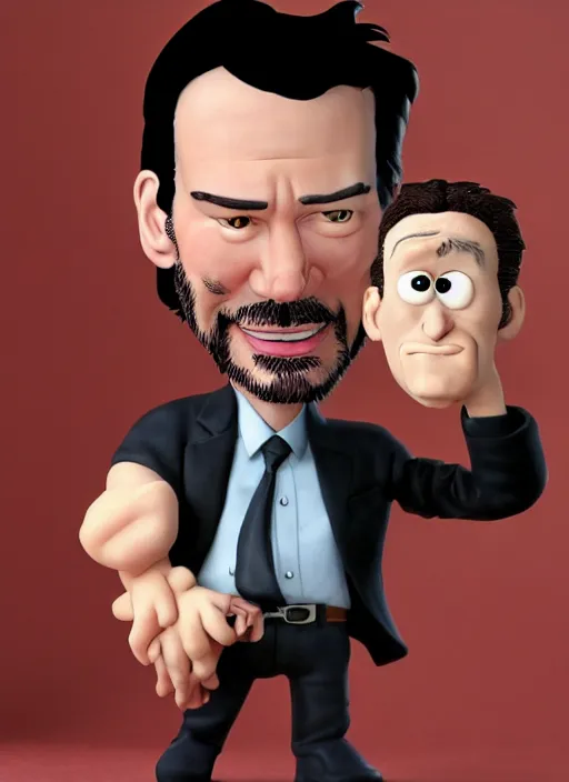 Prompt: a comic drawing caricature of keanu reeves as a cheeky pixar character claymation action figure, high quality, 8 k, soft lighting, diorama, realistic materials, by frank frazetta, simon bisley, jack kirby, marlene dumas