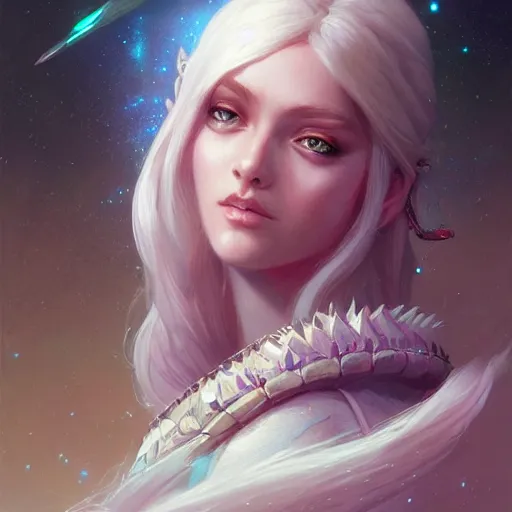 Image similar to star goddess, d & d, fantasy, portrait, highly detailed, digital painting, trending on artstation, concept art, sharp focus, illustration, art by artgerm and greg rutkowski and magali villeneuve