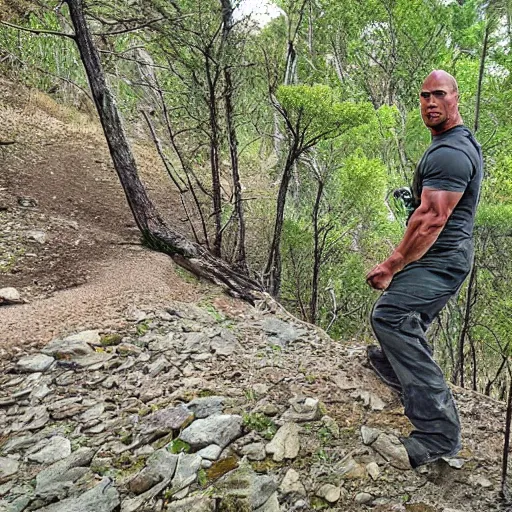 Image similar to stretched dwayne the rock Johnson trail cam