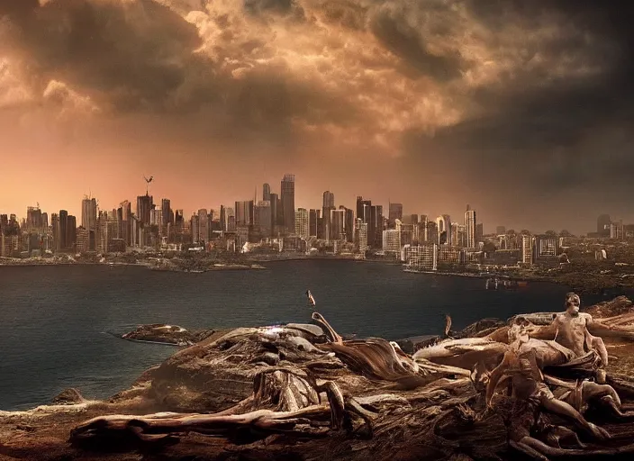 Image similar to australia during the apocalypse, cinematic matte painting