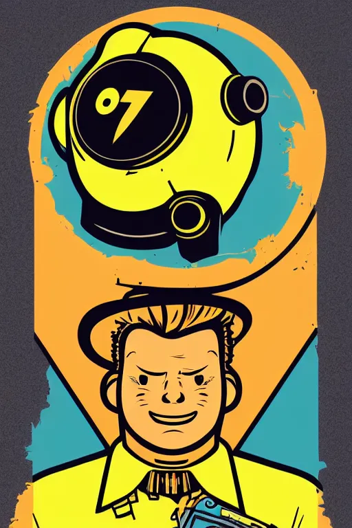 Image similar to fallout 7 6 retro futurist illustration art by butcher billy, sticker, colorful, illustration, highly detailed, simple, smooth and clean vector curves, no jagged lines, vector art, smooth andy warhol style