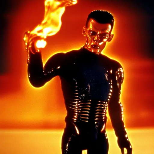 Image similar to t 1 0 0 0 from terminator 2 being molten by magma