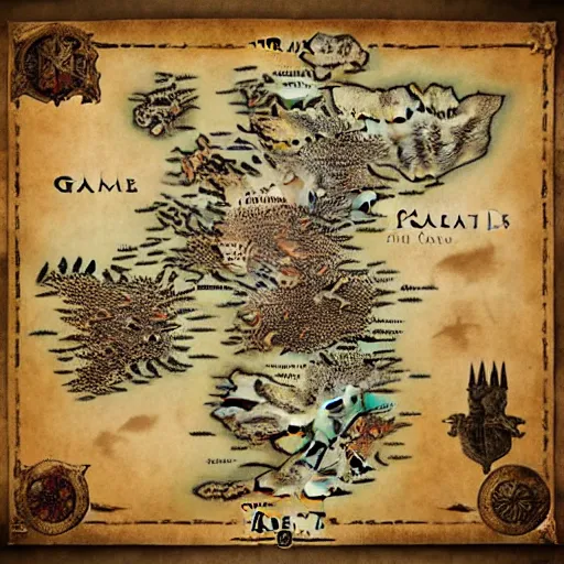 Image similar to game of thrones map printed on parchment