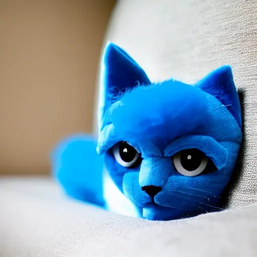 Image similar to a blue kitten made of plush, cute