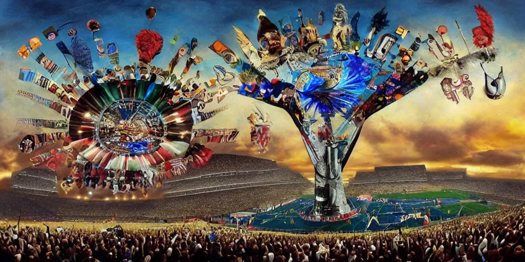 Prompt: superbowl halftime show in the style of salvador dali