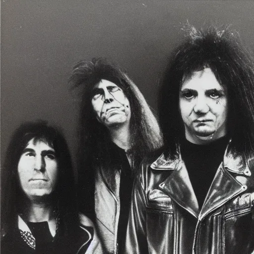 Image similar to 1 9 8 0 s death metal band promo photo, fine detailed, photorealistic, portrait