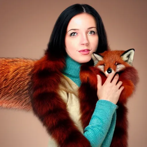 Prompt: a beautiful woman with a fox tail