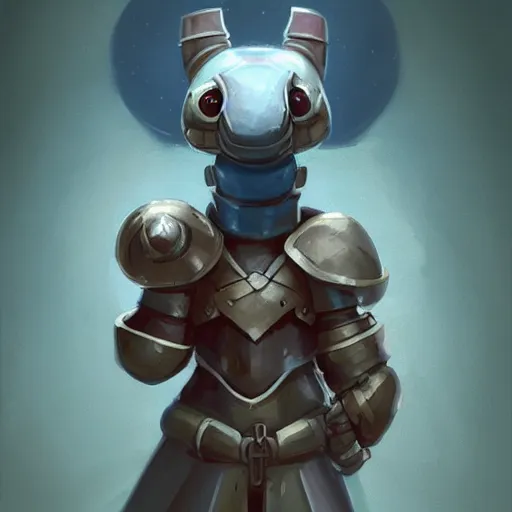 Image similar to cute little anthropomorphic anteater sentinel wearing magical blade knuckles, tiny, small, miniature animal, baby animal, short, pale blue armor, cute and adorable, pretty, beautiful, DnD character art portrait, matte fantasy painting, DeviantArt Artstation, by Jason Felix by Steve Argyle by Tyler Jacobson by Peter Mohrbacher, cinematic lighting