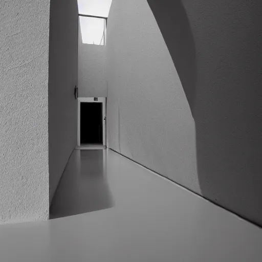 Prompt: liminal space by MC Escher, stucco walls, shiny floors, minimalist, stunning, light and shadows, suspended walkways