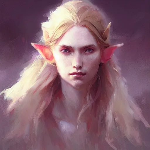 Prompt: a beautiful artwork side profile portrait of a highland elf with long blonde hair and pale skin by greg rutkowski , featured on artstation, fantasy