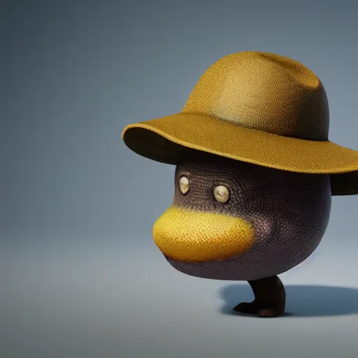 Prompt: a bean character wearimg a hat, game character, 3 d shading, realism, photorealism, octane render, trending on artstation, unreal engine, volumetric lighting