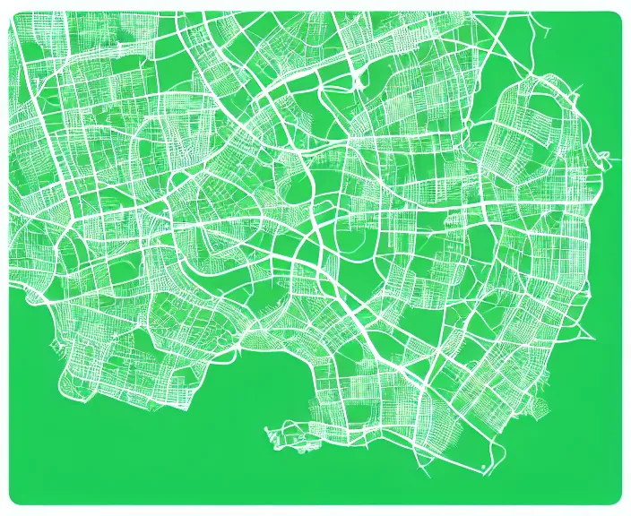 Image similar to top down 2d vector map with black background and green islands