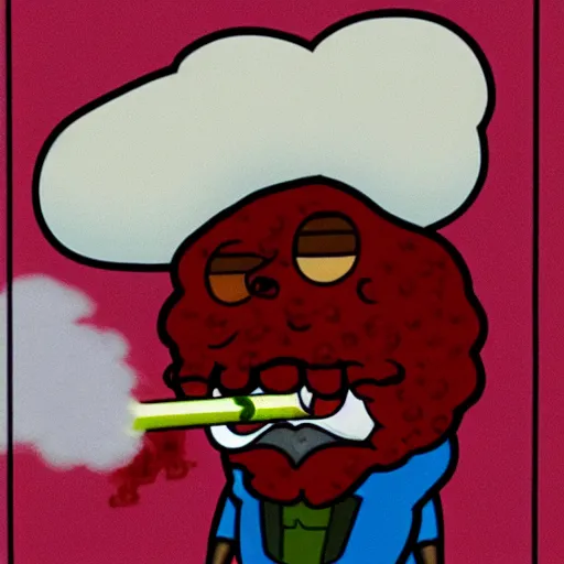 Image similar to Meatwad smoking a cigarette, 8k,