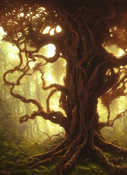Prompt: ayahuma tree, art by christophe vacher