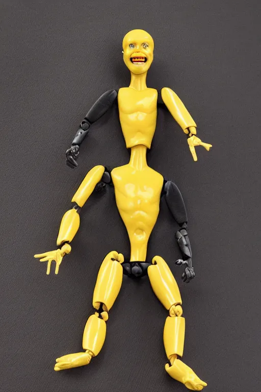 Image similar to 8 k high definition, 1 9 8 0, crash test dummy, fixed eyes, kenner style action figure, full body, highly detailed, science fiction, photorealistic