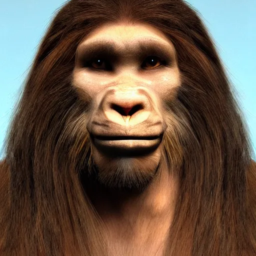 Image similar to a neandertal with feline features