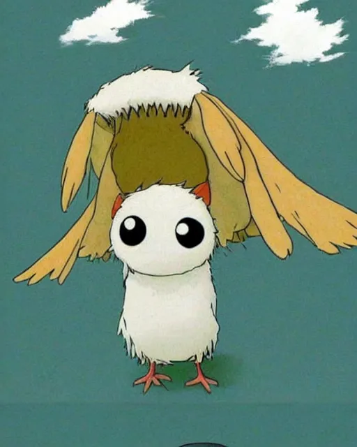 Prompt: a small chicken, concept art by studio ghibli, googly eyes, cute, anime : : artstyle of spirited away