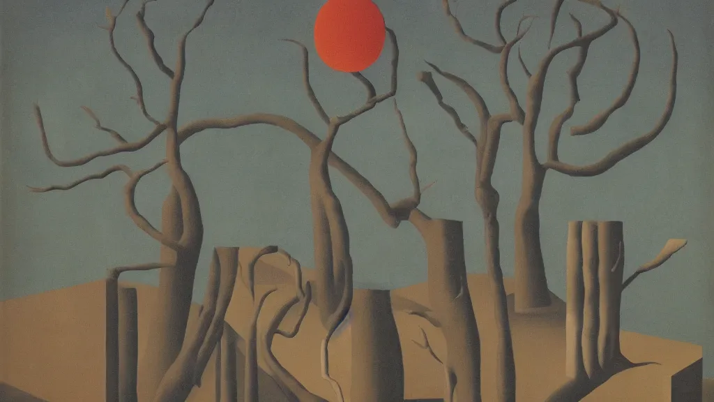 Image similar to abstract primitivism minimalism art painting, lines, forms, shapes, in style ofrene magritte