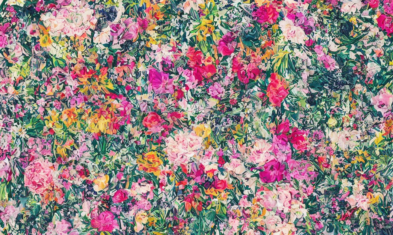 Image similar to extreme floral maximalism