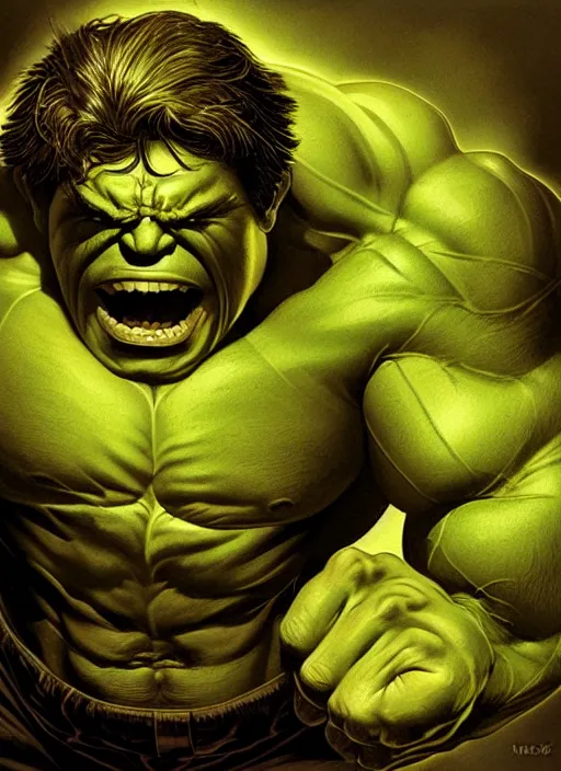 Image similar to the hulk, illustration portrait by mark brooks, detailed, soft lighting