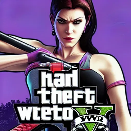 Image similar to widowmaker in gta 5, cover art