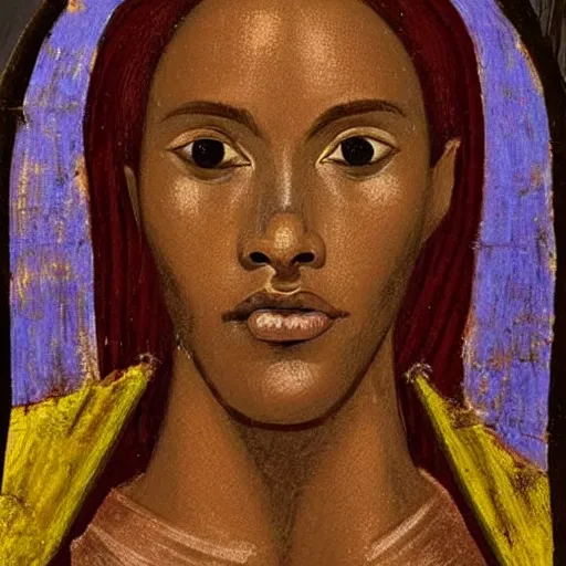 Prompt: A 11th century african Italo-Byzantine painting of Jerma985, portrait of women, grainy, realistic, very realistic, hyperrealistic, highly detailed, very detailed, extremely detailed, very neat, very epic, very cool, detailed, trending on artstation