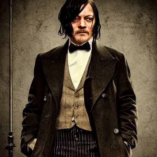 Image similar to Norman Reedus in Peaky Blinders, portrait photo