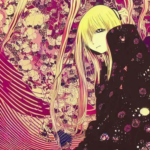 Image similar to a portrait of blonde girl by hiroyuki takahashi, detailed, 4 k, inio asano, junji ito