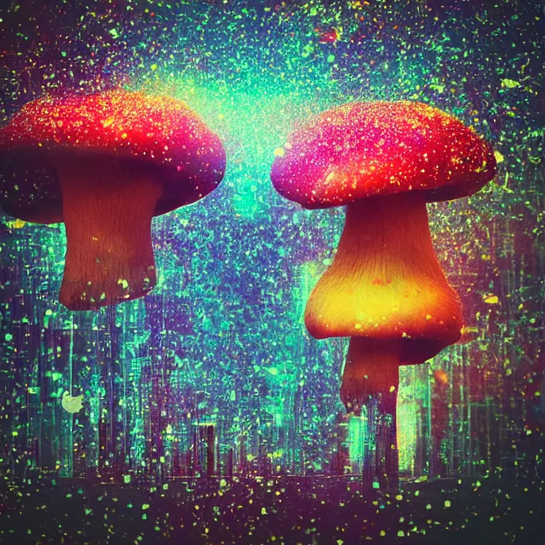 Image similar to double exposure of dally life, symbols of live, explosion, cyber mushroom city, love is the most relevant theme, 8 k resolution, artistic mode, artistic, trending on instagram, long exposure, love art, serious, fantasy and dreams vibes, mushrooms style and macro style, colorful picture, spring vibes