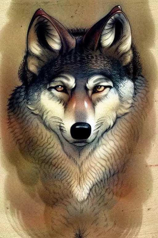 Image similar to (((((1950s wolf . muted colors.))))) by Jean-Baptiste Monge !!!!!!!!!!!!!!!!!!!!!!!!!!!