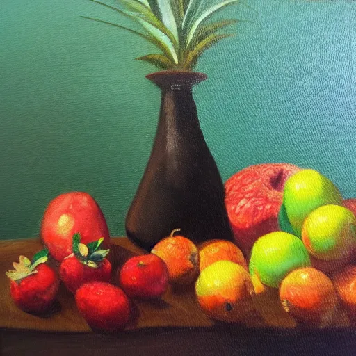 Image similar to still life of fresh fruit, oil painting