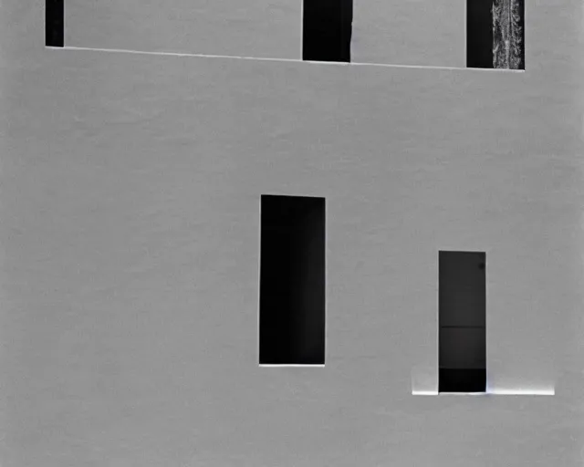 Prompt: a still of a woman standing on a brutalist white balcony, by the beach, minimalist composition, in a TV ad from 1987