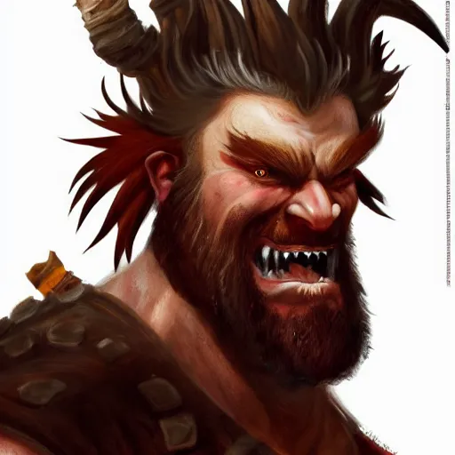 Image similar to masterpiece digital painting portrait of gotrek! ( troll slayer dwarf ) yelling, frenzy, punk hair style, red hair, epic, cinematic lights, huge axe, by boris vallejo and samwise didier, warhammer battle, artstation, pinterest, unreal engine render, 8 k, detailed