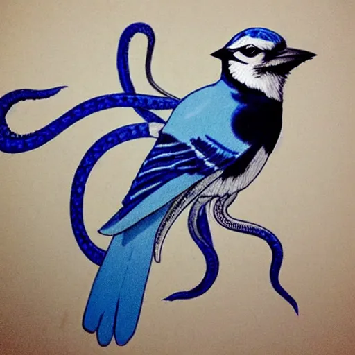 Image similar to bluejay with venom tentacles