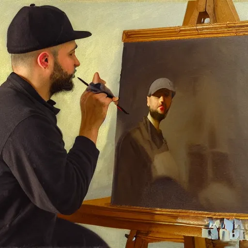 Prompt: painting tim pool, John Singer Sargent style