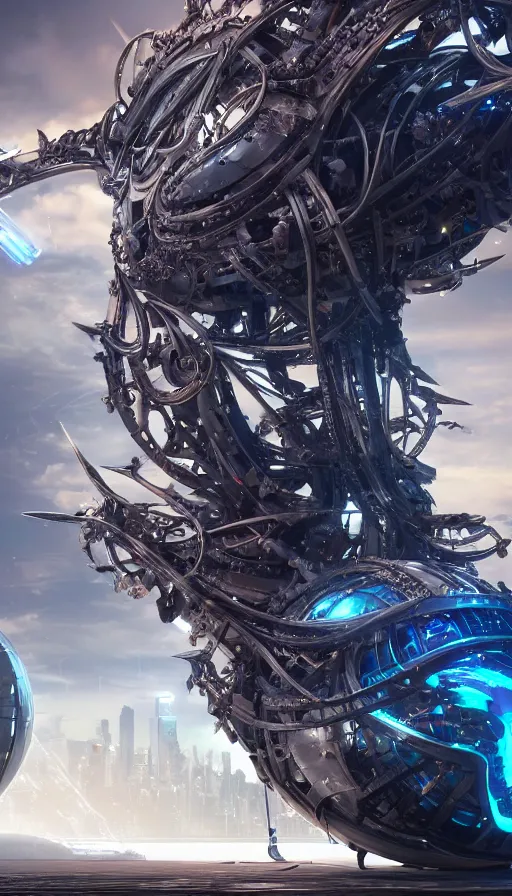 Image similar to summonic an futuristic biomechanical whale spirit, organic and robotic, made up of many bits of metal, skin, and plastic, shiny, cyberpunk, hyper realistic, octane render unreal engine render, 8k, super detailed