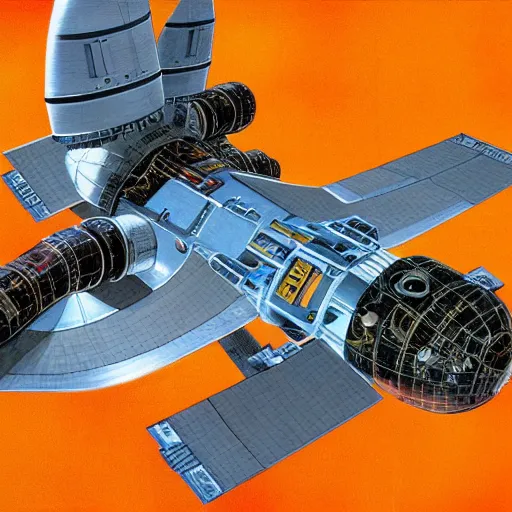 Prompt: detailed spacecraft by peter elson