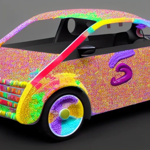 Image similar to Kelloggs fruity pebbles concept car, unreal engine 5 render