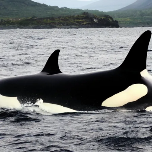 Prompt: an orca in lava