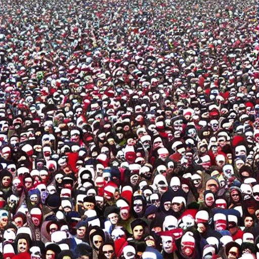 Image similar to a photo of where's wally, in the arab spring