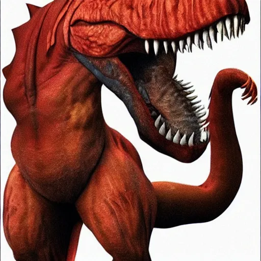 Image similar to a muscular tyrannosaurus Rex firefighter,