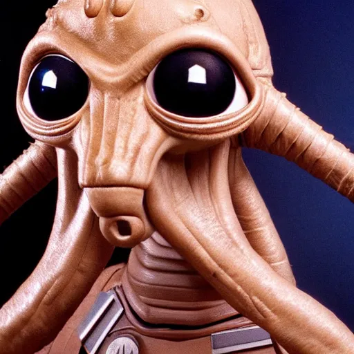 Prompt: star wars alien with an eyeball mouth, 2 2 fingers and a pointed ear, high - resolution hyperdetailed studio photo