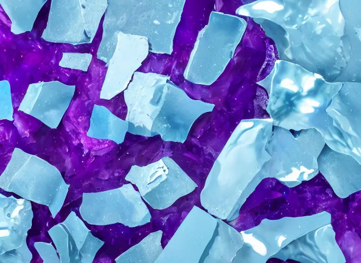 Image similar to solidified purple paint shattered into pieces, shiny, hd, 4k