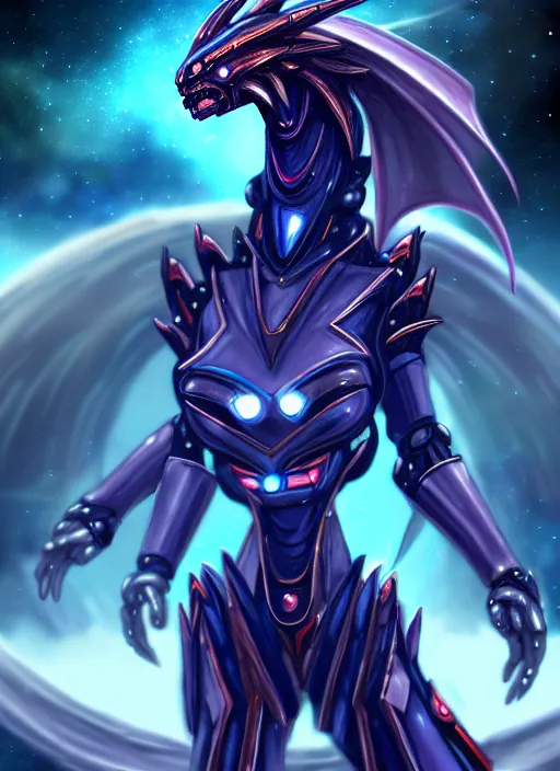 Image similar to cinematic goddess shot, cosmic sized perfectly proportioned stunning beautiful hot anthropomorphic robot mecha female dragon, in space, nebula background, larger than galaxies, holding galaxy, sharp claws, sleek silver armor, epic proportions, epic size, epic scale, digital art, furry art, macro art, dragon art, giantess art, warframe fanart, furaffinity, deviantart