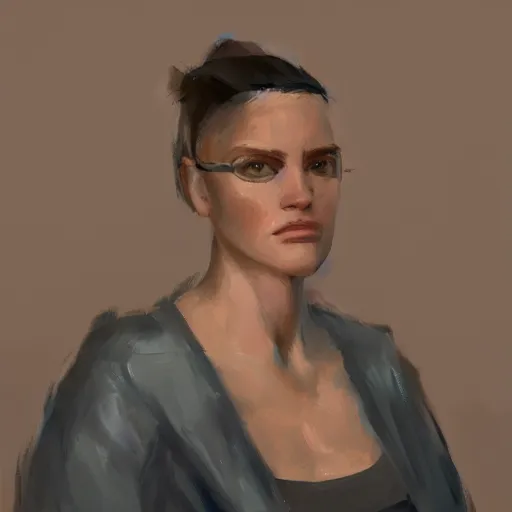 Image similar to a character in vr, oil painting, pale colors, high detail, 8 k, wide angle, trending on artstation,