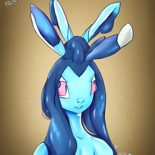 Prompt: A Glaceon woman, trending on art station