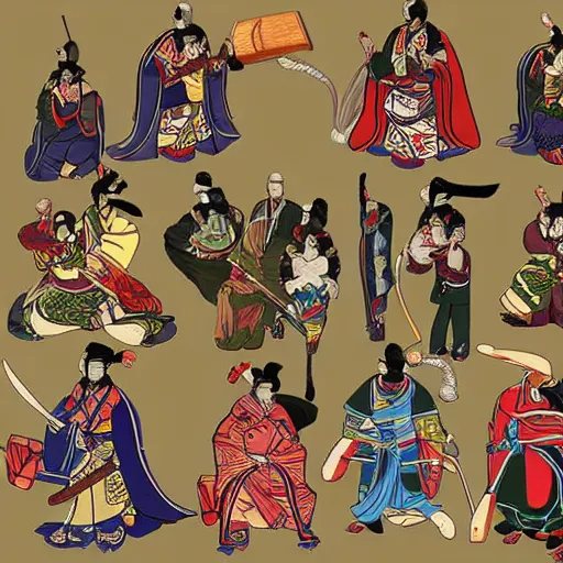 Prompt: edo style video game characters